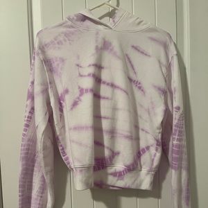 PINK Cropped Purple Tie Dye Hoodie